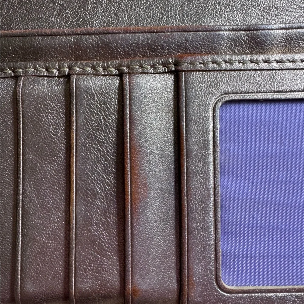 COACH Vintage Signature Monogramed Continental Wallet - Brown/Tan